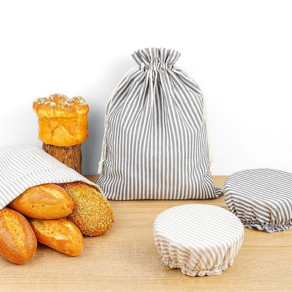 (2) 4 Pack Sets Sourdough Bread Bags Linen Bread Bags for Homemade Bread